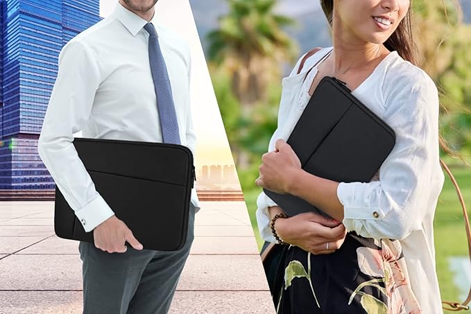 Laptop Sleeve case 14 inch, Protective Soft Padded Computer Carrying Bag Durable Laptop Cover Compatible with 14" MacBook HP Lenovo Dell ASUS Acer Chromebook Notebook Bag, Black