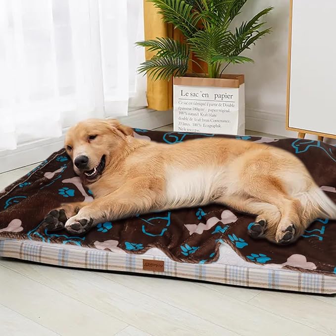 Gowyeg Dog Blanket for Small Dogs Washable-Soft Fluffy Puppy Blanket with Premium 300GSM Coral Fleece,Cozy Calming Cat Blankets for Indoor Cats for Kitten Doggy,Coffee,43x30IN