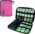 Lcsmaokin Electronics Travel Organizer,Portable Waterproof Electronic Travel Storage Bag for Small Charging Cord Storage,Charger,SD Card etc,for Travel,Business-Rose Red