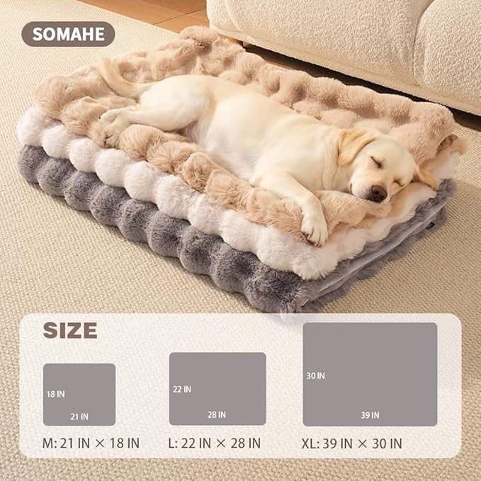 SOMAHE Dog Blanket Self-Warming Throw for Medium & Large Dogs, Dual-Side Sherpa Plush, Thick Crate Bed Cover & Car Seat Mat, Anti-Static Machine Washable No Shrink, 39x30 Inch Gray