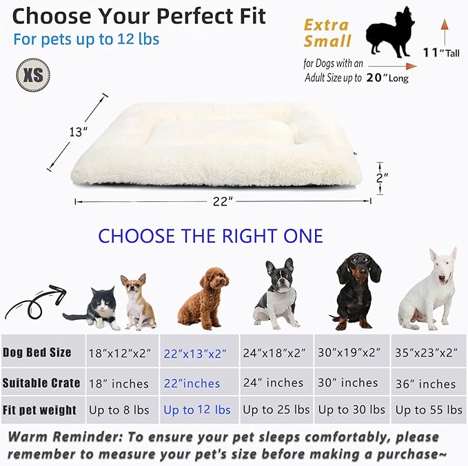 zihapgpzp Crate Beds for Small Dogs Ultra Soft Cat Bed for Indoor Cats Washable & Anti-Slip XS Kennel Pads for Crates 22 Inch Fluffy Comfy Pet Sleeping Mat for Puppy and Kitten,Beige