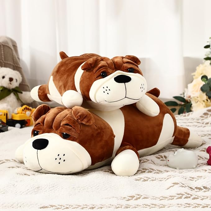 Vertintong 17.7" Huggable Dog Plush, Cute Stuffed Animal, Soft Adorable Cuddle Companion for Kids, Easter Birthday Plush Pillow Gift for Boys and Girls
