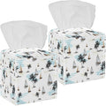 Set of 2 Velvet Tissue Box Covers - Waterproof Dutch Flannel Fabric, Fits 5x5x5in Boxes, Decorative Storage for Living Room, Bathroom, Office