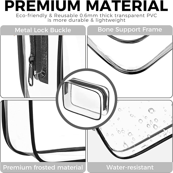 AURUZA 10 Pack Travel Toiletry Bag, Clear Makeup Bag, TSA Approved Cosmetic Bag with Zipper, Clear Organizer Carry on Bag for Women, PVC Cosmetic Pouch