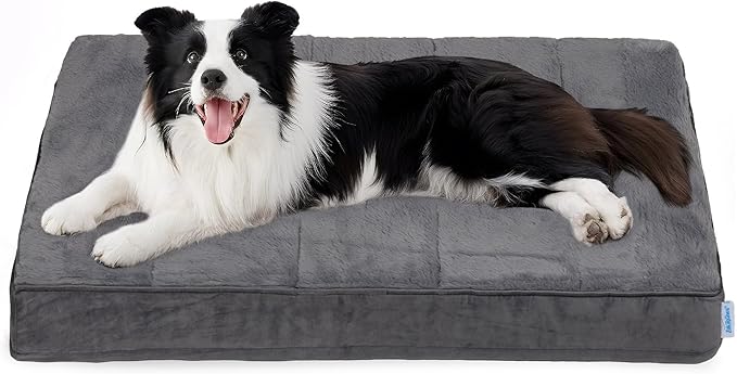 ZAKAPAWS Dog Bed for X Large Dog - Orthopedic Pet Beds with Memory Foam, Waterproof Removable Washable Cover with Non-Slip Bottom, Grey, 41" L x 27" W x 3" H