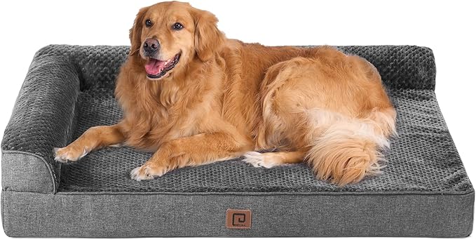 EHEYCIGA Extra Large Dog Bed Othorpedic, Memory Foam XL Dog Bed with Washable Removable Cover, Waterproof Pet Sofa Couch XLarge Size Dogs with Nonskid Bottom, 44x32x6.5, Dark Grey