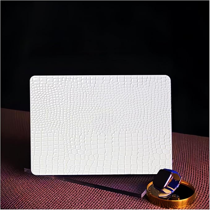 BYCeKe for MacBook Air 15 inch Case 2023 2024 2025 M4 A3241 M3 A3114 M2 A2941 Crocodile Case,Sturdy Protective Alligator Glossy Leather Classic Business Hard Shell&Keyboard Cover for Mac Air15,White