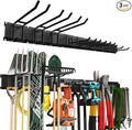 Howzone 48 Inches Garage Organization,Wall Mount Garden Tool Organizer, 660lbs Adjustable Heavy Duty Metal Hanging Hooks, Garden Tool Hangers Storage Rack for Garage, Yard, and Shed (3 Racks, 9 Hooks)
