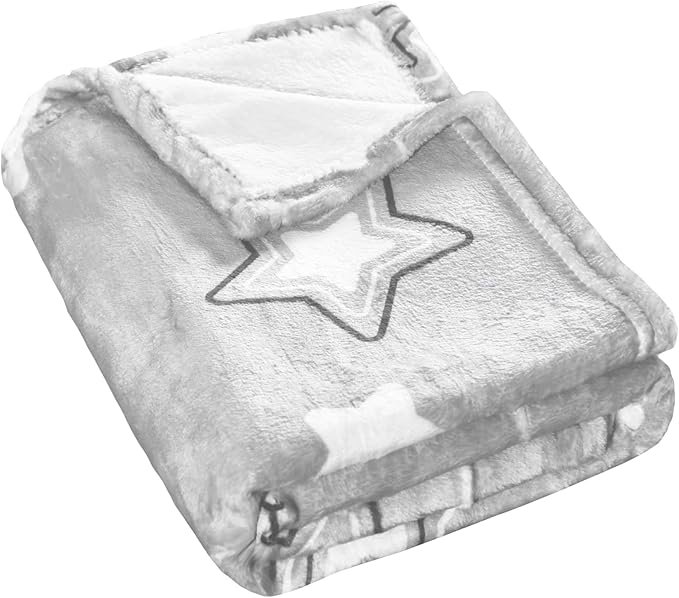 AHOOCUSTOM Dog Blanket,Super Soft Fluffy Premium Fleece Pet Puppy Blanket for Large Medium Dog Cat Mat Cover for Bed Couch,Star Print,Gray(41 x 31 Inch)