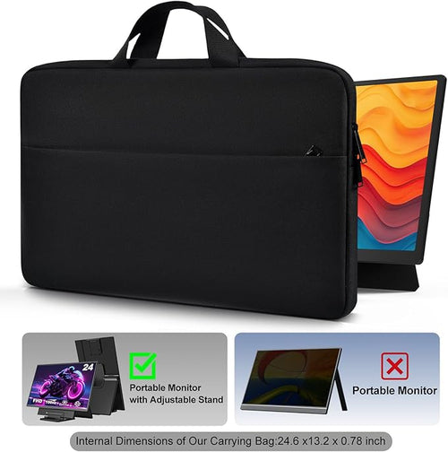 23.8-24 inch Portable Monitor Case Compatible with Ygretyrjh Redalf Hyangin Setcold KEFEYA AOKER Large Portable Monitor with Detachable Stand, Travel Padded Carrying Sleeve Bag
