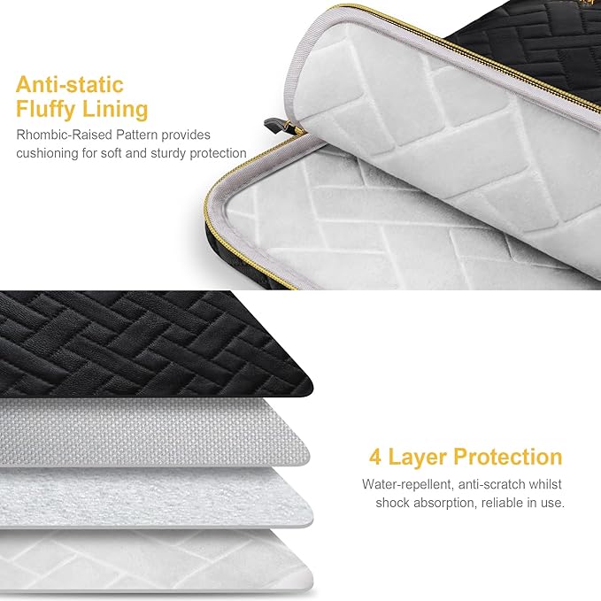 Lacdo 13 Inch Laptop Sleeve Case for 13 inch New MacBook Air M4 A3240 2025, M3 A3113, M2 A2681, M1 A2337 A2179 A1932 2024-2018 | 13" MacBook Pro M2/M1 A2338 A2251 A2289 Computer Bag, Elegant Black