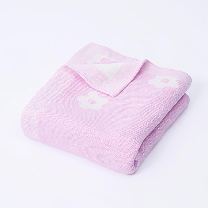 SWaddle AN Floral Jacquard Baby Blanket, Size 30x40in, 100% Cotton Fabric, Two-Sided Breathable Throw Blanket for Boys and Girls
