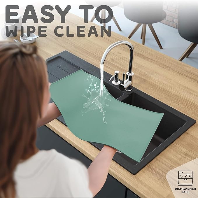 PetHappily Dog Food Mat - Raised Edges Dogs Mat for Food and Water Prevent Spill, Waterproof Cat Food Mats Protect Floors, Easy Clean Dog Bowl Mats for Food and Water, Silicone Pet Food Tray