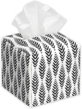 Chevron Wheat Ears Tissue Box Cover,PU Leather Tissue Box Holder Square,Modern Home Decoration for Bathroom Living Room Kitchen Office Car,5.2"×5.2"×5.2"