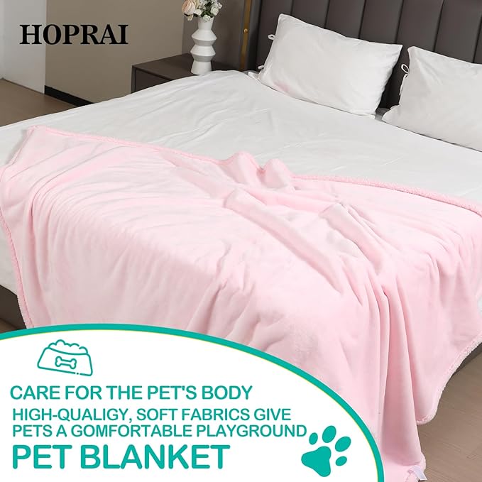 HOPRAI Dog Blanket, Waterproof Reversible Sherpa Fleece Throw Blanket, Furniture Cover for Bed, Couch, Sofa Protection from Liquid Pee and Pet Fur of Puppy, Cat (Pink XS20*27inches)