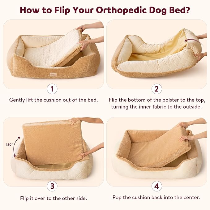 Self-Warming Orthopedic Dog Bed for Extra Large Dogs - Memory Foam for Joint Pain & Arthritis, XL Pet Bed w/Washable Removable Cover & Waterproof Liner, XXL Dog Sofa w/Raised Bolster & Non-Slip Base
