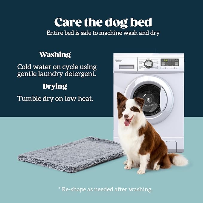 PELZIN Stoutwool Indestructible Dog Bed - Fluffy Chew Proof Dog Crate Pad - Tough Kennel Pad for Aggressive Chewers - Washable, Ideal for Large Breeds & Fits 42-Inch Crate - 41"x27", Charcoal