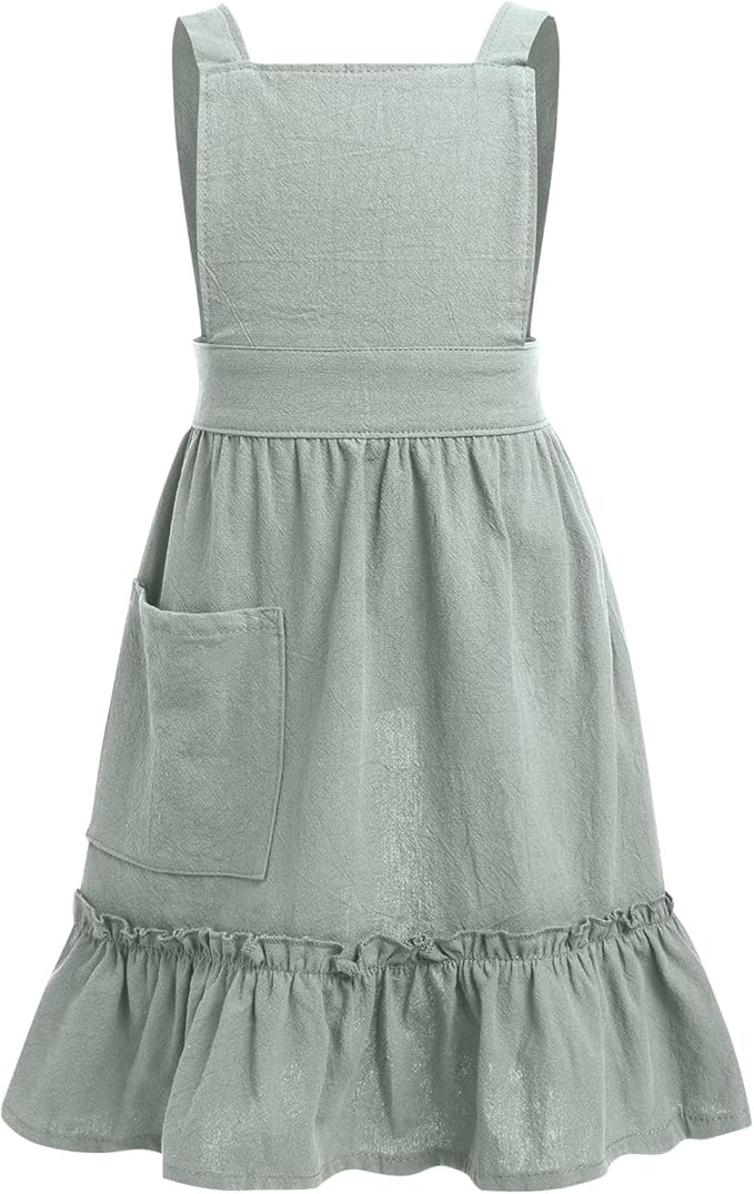 ODIZLI Frill Apron for Women Cotton Cross Back Vintage Ruffle Apron for Garden Cooking Aprons
