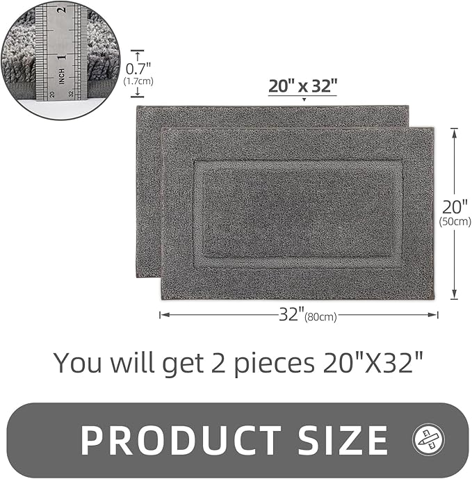 ZOESIOER Bathroom Rugs Sets 2 Piece, Ultra Absorbent Soft Bath Rug, Machine Washable Microfiber Non-Slip Bath Mat for Bathroom Floor, Tub, Toilet, Shower Room, Dark Grey