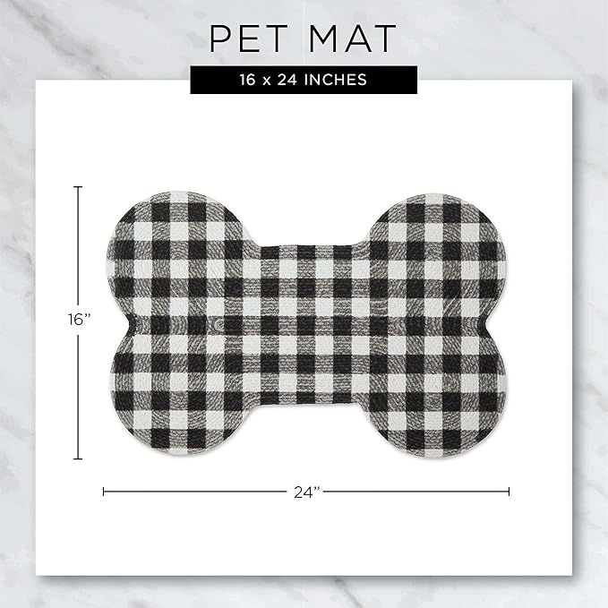 DII Braided Pet Mat Collection 100% Cotton, Bone Shape, Gray Woof