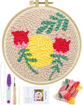 ERKOON Punch Needle Kit Adults Beginners, DIY Easy Floral Embroidery Set for Starter Art Craft, Needling Punch Project with Patterns, Tools, Yarns, Hoop, Instruction (Rose Passing)