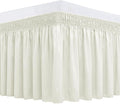 Biscaynebay Wrap Around Bed Skirts for Full & Full XL Beds Short Drop of 12", Ivory Adjustable Elastic Dust Ruffles Easy Fit Wrinkle Resistant Silky Luxurious Fabric Machine Washable