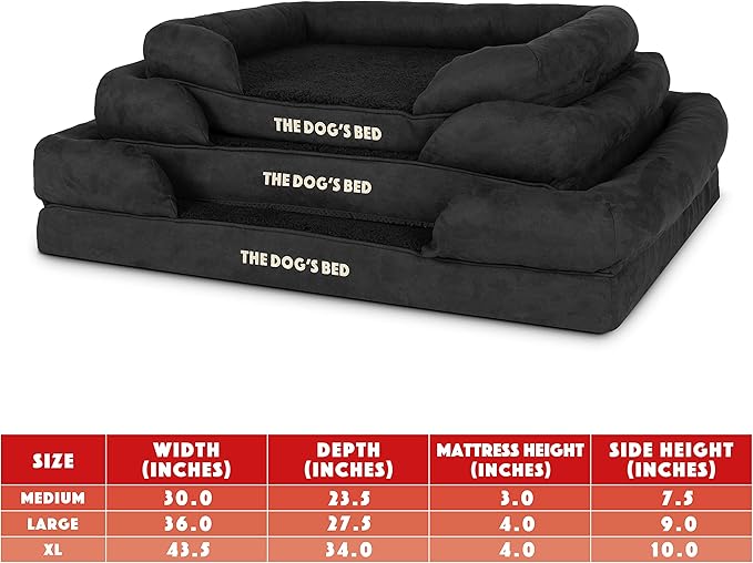 The Dog’s Bed, Large Black Faux PL, Memory Foam, Pain Relief: Arthritis, Hip & Elbow Dysplasia, Post Surgery, Lameness, Supportive, Calming, Waterproof Washable Cover, Veterinary Approved
