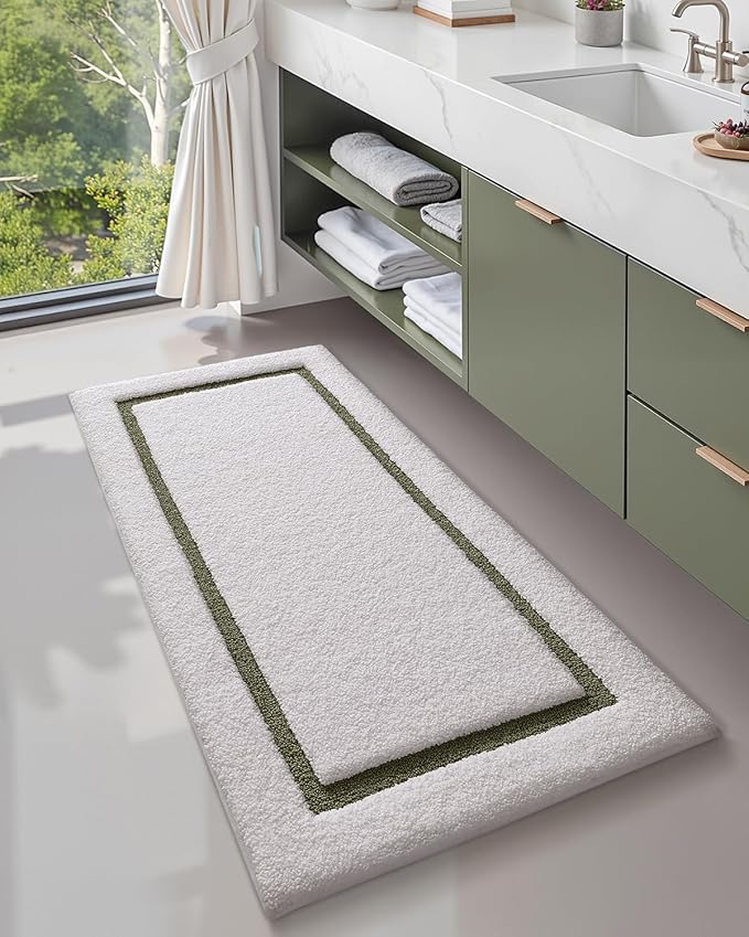Color&Geometry Bathroom Rugs, Water Absorbent and Quick Dry Microfiber Bath Rugs-24"x43", Non-Slip, Machine Washable, Extra Soft Plush Bath Mats for Bathroom, Laundry Room, Shower and Tub