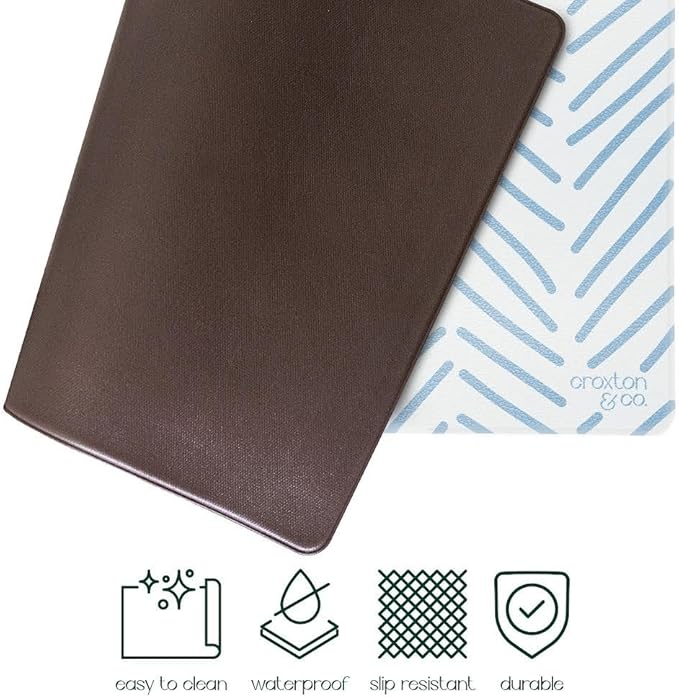 CROXTON & CO. Non-Slip Faux Leather Pet Feeding Mat for Dog Bowls | Large Bowl Mat for Food and Water | Durable, Easy-to-Clean Pet Food Mat for Floors | Size: 16.5"x18"