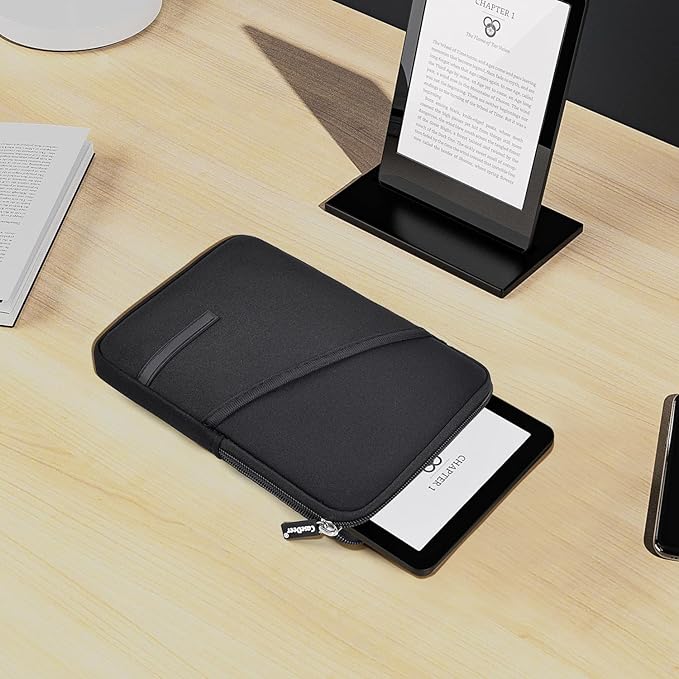Neoprene Tablet Sleeve for 6-6.8" Amazon Kindle Paperwhite, Fire HD 7", 6" Kobo Clara 2E eReader Pouch Case Bag for 6" Kindle/Kindle Oasis/E-Reader, Black