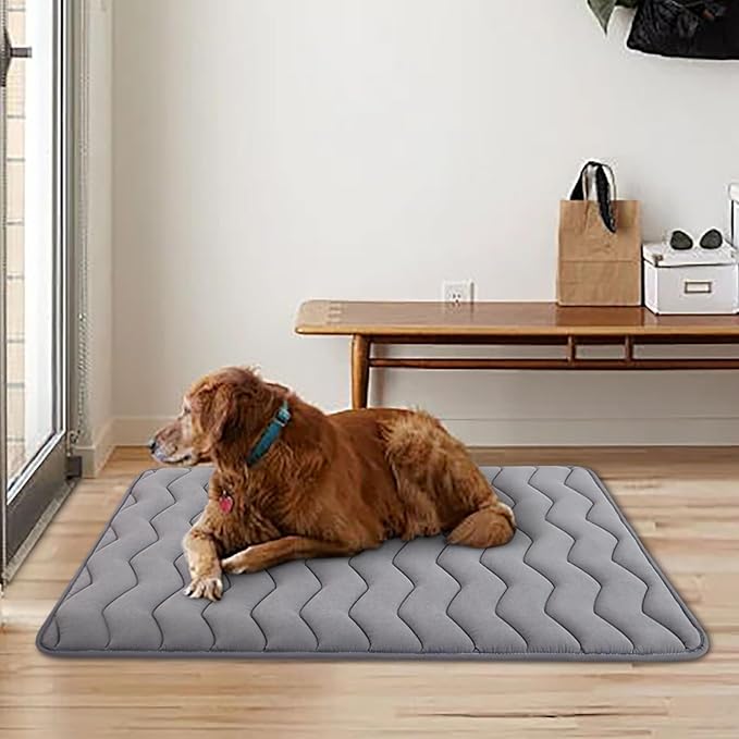 Bubble bear Dog Crate Mat - Upgraded Thick, Ultra Soft, Washable & Anti-Slip Kennel Pad for Small/Medium/Large Dogs, Dark-Hued to Hide Stains (36"x23")