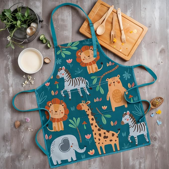 SANDJEST Kids Apron with Chefs Hat Set, Kitchen Apron Gifts