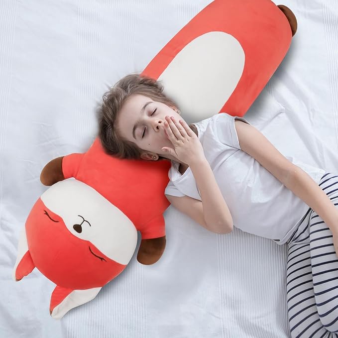 Dalmao 22 inch Orange Fox Stuffed Animal, Soft Long Pillow Doll, Cute Fox Plush Hugging Pillow Plushies Toy Gift for Kids, Boys Birthday,Valentine