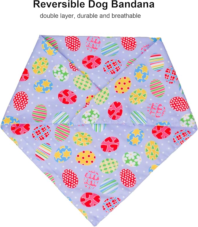 ADOGGYGO Easter Dog Bandana, Multiple Sizes Offered, Reversible Triangle Easter Bandana Scarf for Small Dogs Pets (Small)