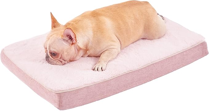 WATANIYA PET Memory Foam Medium Dog Bed, Cooling Dog Beds for Medium Dogs, Washable Orthopedic Pet Bed for Crate with Joint Relief Memory Foam, Waterproof Liner and Plush Cover (Pink)