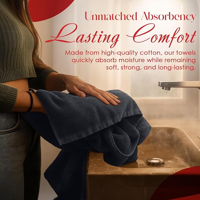 RIVERSIDE Pack of 8 Towels Set, 2 Large Bath, 2 Hand, 4 Face Washcloths, 100% Cotton Hotel Quality, Super Soft, Quick Dry, Highly Absorbent Perfect for Bathroom, Charcoal