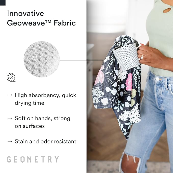 GEOMETRY Kitchen Tea Towels - Quick Dry Microfiber Dish Towels for Kitchen Diedre, 18" x 30" 1 Pack