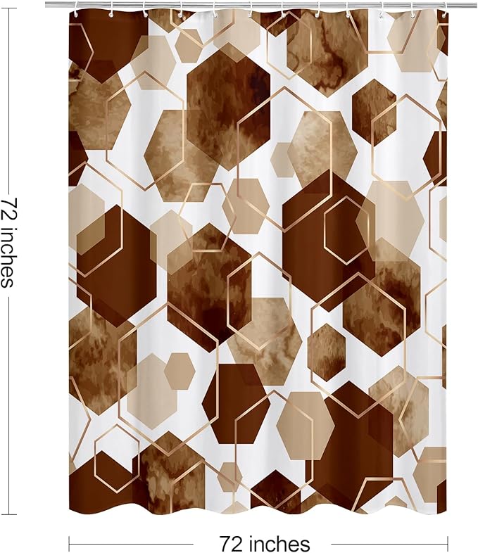 Litabel Brown and Grey Modern Shower Curtain for Bathroom, Geometric Art Decor Waterproof Bath Curtain, Abstract Fabric Shower Curtain Sets for Home Decor, 72x72 Inch