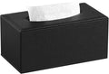 JLAMBOM Rectangle Tissue Box Cover for 120 to 160 Count Box of Tissues, PU Leather Tissue Holder with Magnetic Closure (Black)