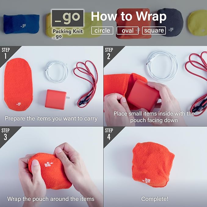 PACKING KNIT_GO Cable Organizer, Square, Made in Japan, Blue