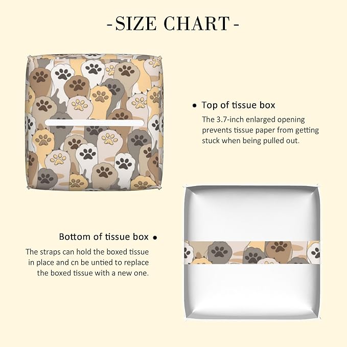 POIUBLE Cute Cat Paws Tissue Box Cover Leather Tissue Box Holder Square Facial Paper Organizer Dispenser for Bathroom Kitchen Bedroom Vanity Countertop Night Stands