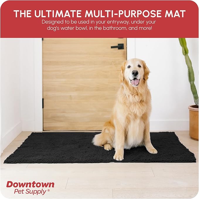 My Doggy Place Dog Mud Mat, 60" x 36" Black – Thick Microfiber Entry Rug for Snow, Mud & Salt – Absorbent, Quick-Dry, Washer-Safe & Non-Slip, X-Large