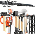 Lvoess 64'' Garage Tool Organizer Wall Mount, 620lbs Heavy Duty Metal Storage Rack | Adjustable Hooks Garden Tool Organization System | Anti-Rust Shed Rack for Hanging Shovel, Rake, Broom, Snowboard