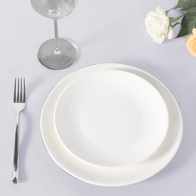 sancua White Round Tablecloth 108 Inch Diameter, 8 Pack - Circle Polyester Fabric Table Cloth for Wedding Party Reception Banquet Birthday, Washable Formal Table Cover (Fit 42-96 Inch Tables)