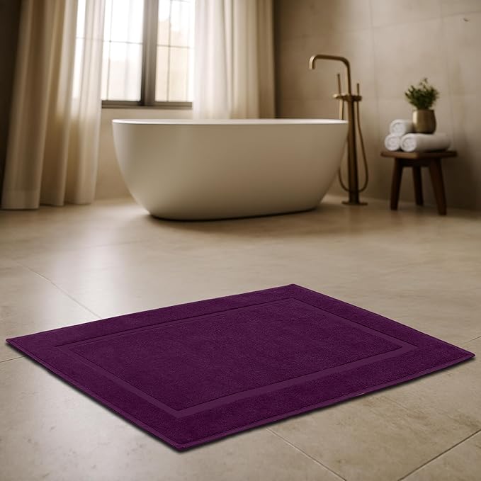 RIVERSIDE Bath Mat Set of 2 - Purple Bath Mats 21x34 Inches, Not a Bathroom Rug, 100% Ring Spun Cotton, Super Soft & Highly Absorbent Bathroom Floor Mats