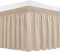Biscaynebay Wrap Around Bed Skirts for Queen Beds 17" Long Drop, Sand Adjustable Elastic Dust Ruffles Easy Fit Wrinkle Resistant Silky Luxurious Fabric Machine Washable