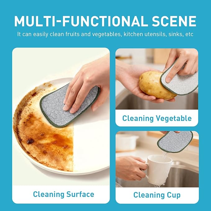 XHWXYQ 2025 New Upgrade Non Scratch Wire Dishcloth, Multipurpose Wire Dishwashing Rags for Kitchen, Wet and Dry, Sinks, Cookware, Stove, Easy Rinsing, Reusable (10PCS, Small)