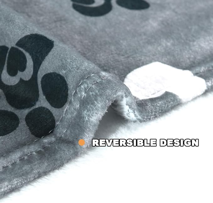 AHOOCUSTOM Dog Blanket,Super Soft Fluffy Premium Fleece Pet Puppy Blanket for Large Medium Dog Cat Mat Cover for Bed Couch,Cute Reversible Cow Print, Gray,(41 x 31 Inch)