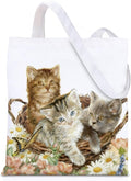 GICDSU Cats Cotton Canvas Tote Bag with Zipper, Reusable Grocery Bags, Beach Foldable Tote Bag for Women, Funny Totebag with Inner Pocket for Shopping Travel Gym Work