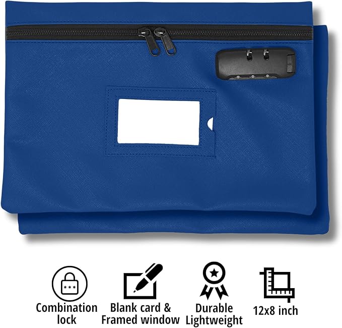 GIDABRAND Medicine Bag with Lock | 12x8 Inch Med Bag | Medication Bag for Traveling | Small Medication Travel Bag | Kids Medicine Bag | Pills Locking Zipper Pouch Storage Case Organizer (Navy blue)
